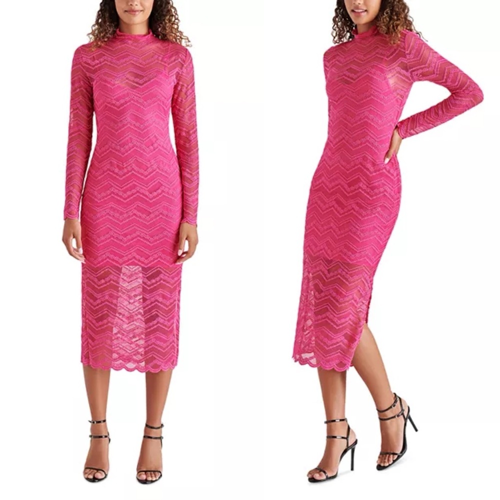 NWT STEVE MADDEN Vivienne Lace Midi Pink Dress Sz XS - Picture 2 of 10